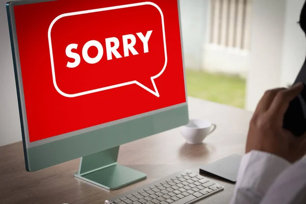 Sorry Word Concept Message Sad Made Mistake Unhappy Person Unhappy — Stock Photo, Image
