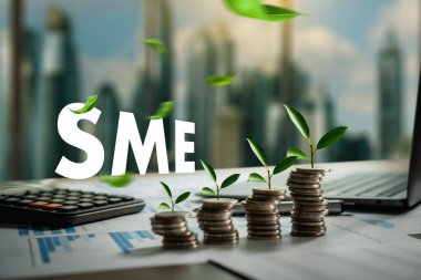 Büyüyen Tasarruf Şirketi KOBİ veya Bilgisayar Hesaplayan Küçük ve orta büyüklükteki işletmeler
