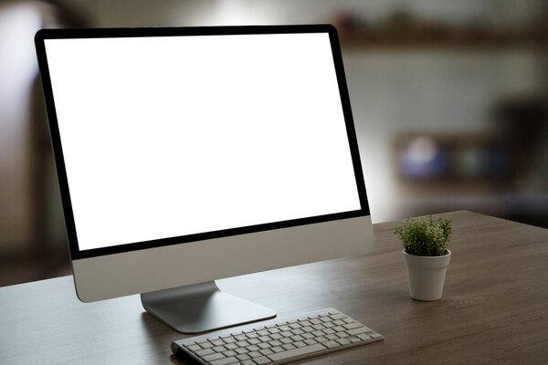 Mock Uso Ordenador Portátil Con Computadora Pantalla Blanco Moderno — Foto de Stock