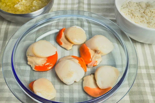 Dish Med Pilgrimsmusslor Musslor Från Galiciens Flodmynningar — Stockfoto