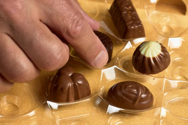 Chocolates. Box with various chocolates