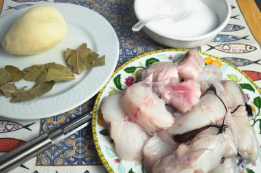Monkfish recipe. Ingredients for the preparation of a monkfish clipart