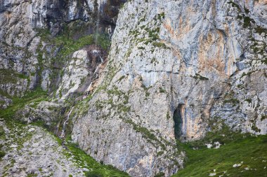 Deva nehrinin kaynağı. Picos de Europa 'da küçük bir şelale