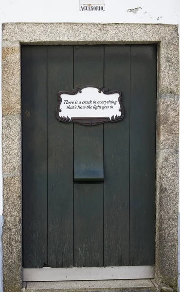 Santiago Compostela Giugno 2023 Porta Edificio Con Una Porta Verde — Foto Stock