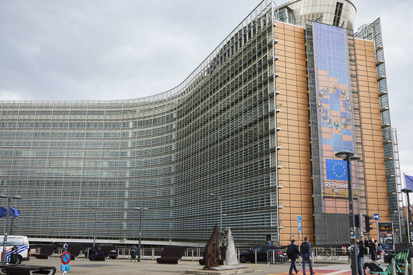 Brussels (Belgium), July 21, 2023. European Commission building. The Belgian capital is known as the capital of Europe, in this city are the main organizations of the European Union.