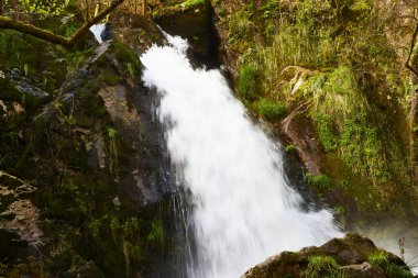Raxoi şelalesi. İspanya 'nın kuzeyindeki Pontevedra eyaletindeki Valga Nehri' nin suları dökülüyor..