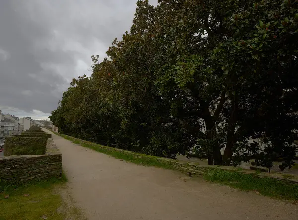 Roma duvarı Lugo (İspanya), 24 Ocak 2025. Burası bir Dünya Mirası Sitesi. Üçüncü yüzyılda inşa edilmiş ve dünyada tamamen korunmuş tek yapı..