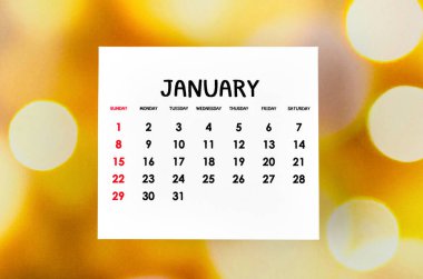 2023 Ocak takvimi, düzenleyicinin bulanık bokeh arkaplanda 2023 yılını planladığı aydır..