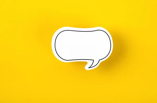 Speech Bubble Copy Space Communication Talking Speaking Concepts Yellow Background — Stock Photo, Image