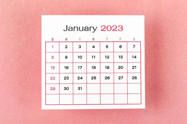 January 2023 Monthly Calendar 2023 Year Pink Background — Stockfoto