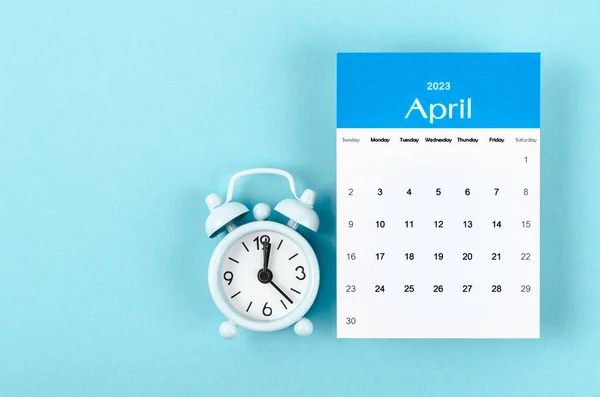 Abril 2023 Calendário Mensal Para 2023 Ano Com Despertador Vintage — Fotografia de Stock