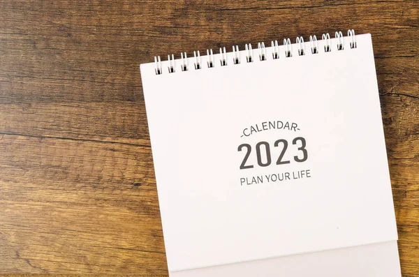 2023 Ημερολόγιο Γραφείου Ξύλινο Φόντο — Φωτογραφία Αρχείου