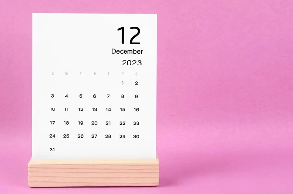 Prosinec 2023 Měsíční Kalendář Pro 2023 Rok Růžovém Pozadí — Stock fotografie