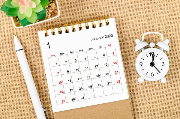 Enero 2023 Calendario Mensual Escritorio Para Que Organizador Planifique 2023 —  Fotos de Stock