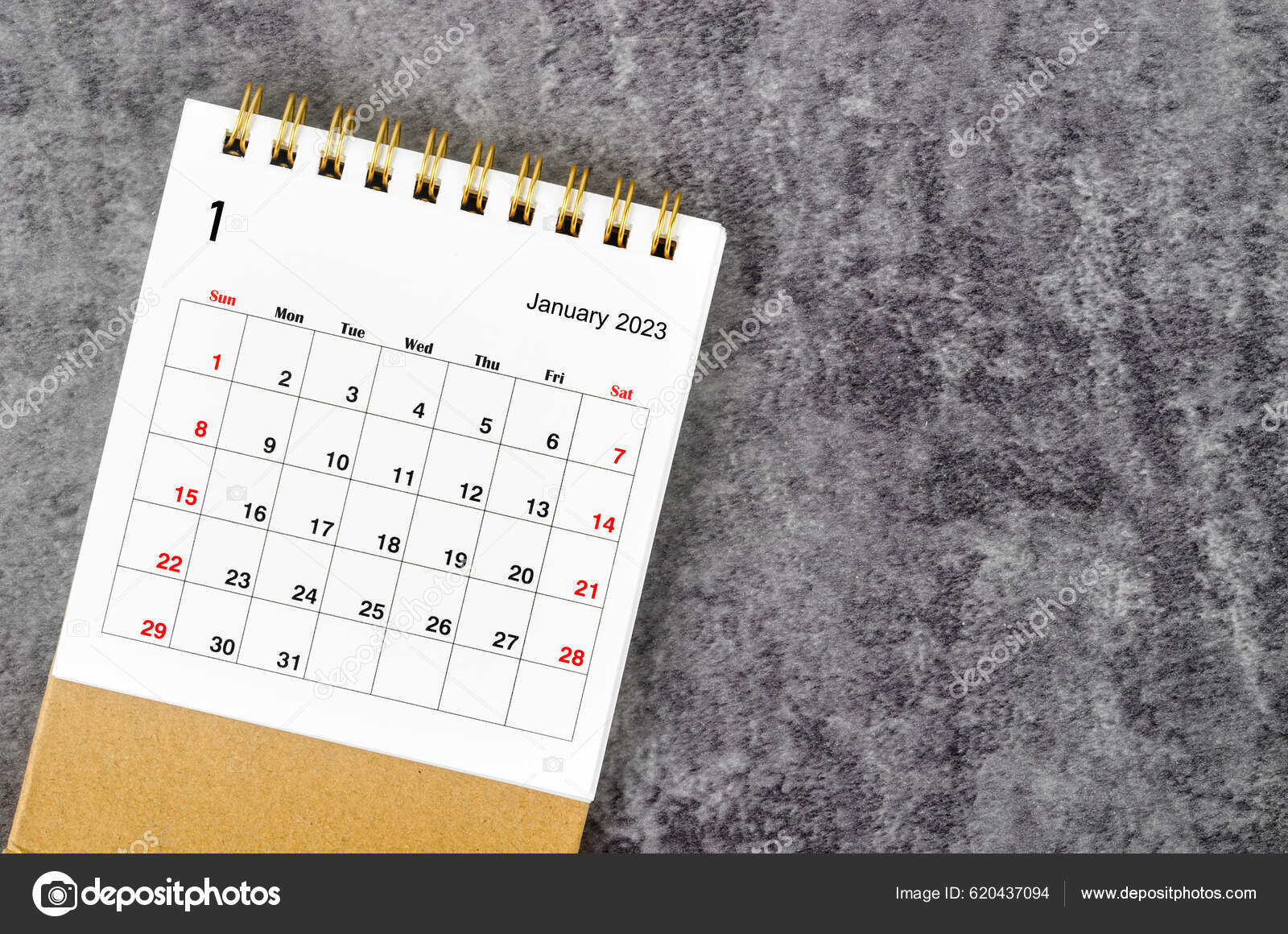 January 2023 Monthly Desk Calendar 2023 Year Wooden Table Stock Photo