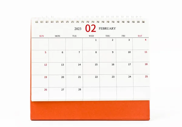 Февраль 2023 Ежемесячный Календарь 2023 Год Изолирован Белом Фоне — стоковое фото