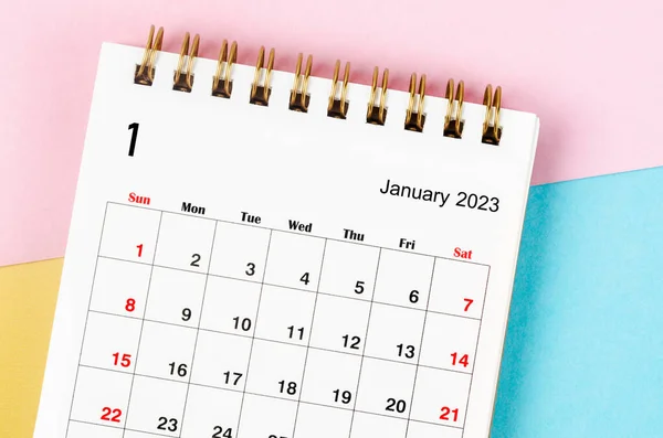 Enero 2023 Calendario Mensual Escritorio Para 2023 Año Beautifu —  Fotos de Stock