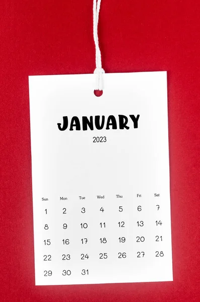 Enero 2023 Calendario Página Para 2023 Año Colgado Cuerda Blanca —  Fotos de Stock