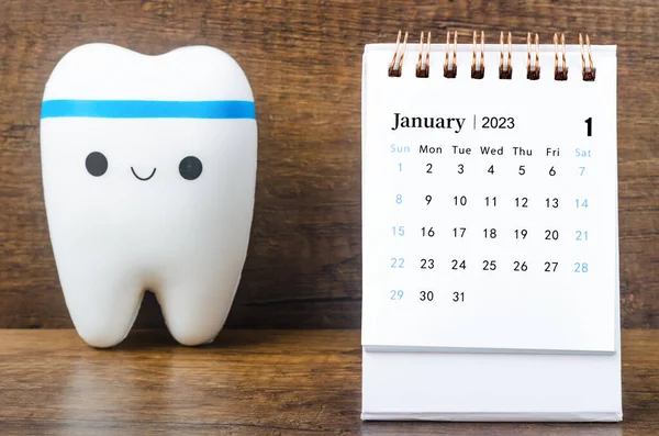 Janeiro 2023 Calendário Mesa Mensal Para 2023 Ano Com Dente — Fotografia de Stock