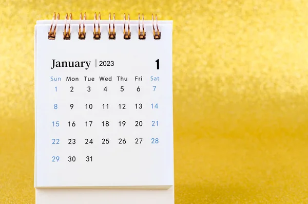 Enero 2023 Calendario Mensual Escritorio Para 2023 Año Sobre Fondo —  Fotos de Stock