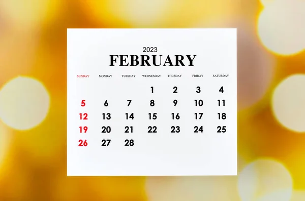 2023 February Calendar Month Organizer Plan 2023 Year Blurred Bokeh — Stock Photo, Image