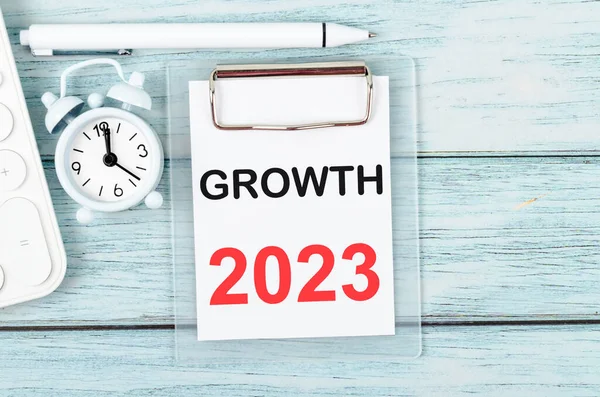 Growthl 2023 Target Setting List Voor 2023 Jaar Met Wekker — Stockfoto