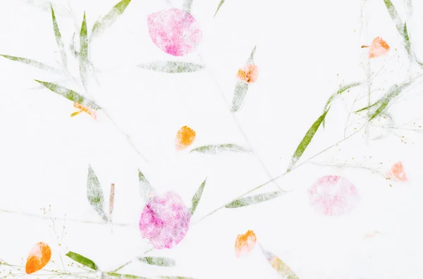 Handgjort Återvunnet Blomma Och Blad Papper Eller Mulberry Papper Textur — Stockfoto
