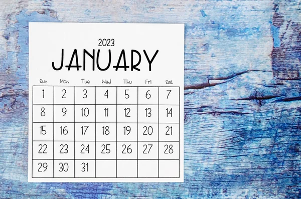 Enero 2023 Calendario Mensual Para 2023 Año Sobre Fondo Madera —  Fotos de Stock