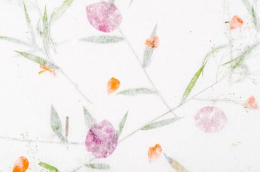 Kurutulmuş Çiçekler El Yapımı Geri Dönüşümlü Kağıt veya Dut Kağıdı.