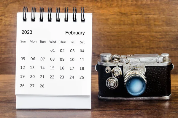 Fevereiro 2023 Calendário Mesa Mensal Para Organizador Planejar 2023 Ano — Fotografia de Stock