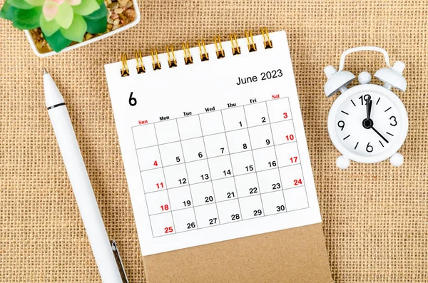 Červen 2023 Měsíční Kalendář Pro Organizátora Naplánovat 2023 Rok Budíkem — Stock fotografie