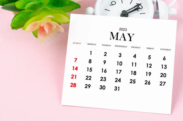Mayo 2023 Calendario Mensual Para 2023 Años Con Despertador Vintage —  Fotos de Stock