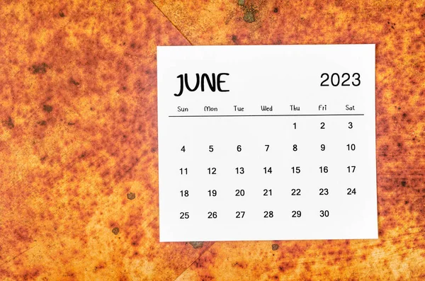 Červen 2023 Měsíční Kalendář Pro 2023 Rok Červeném Pozadí Grunge — Stock fotografie