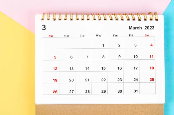 Março 2023 Monthly Desk Calendar 2023 Year Beautiful Background — Fotografia de Stock