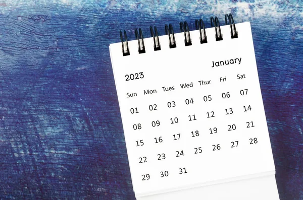 Ежемесячный Настольный Календарь 2023 Год Старом Синем — стоковое фото