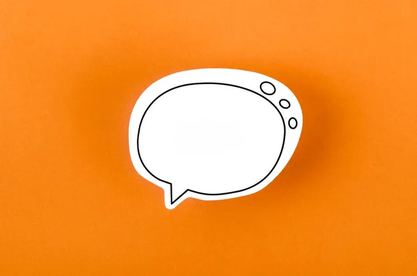 Μια Φούσκα Ομιλίας Επικοινωνία Αντιγραφής Χώρου Μιλώντας Έννοιες Φόντο Πορτοκαλί — Φωτογραφία Αρχείου