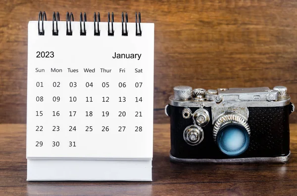 Enero 2023 Calendario Mensual Escritorio Para Que Organizador Planifique 2023 —  Fotos de Stock