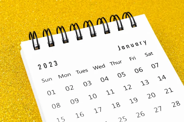 Enero 2023 Calendario Mensual Escritorio Para 2023 Año Sobre Fondo —  Fotos de Stock