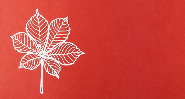 White paper leaves with empty space on a red colour cardboard background.