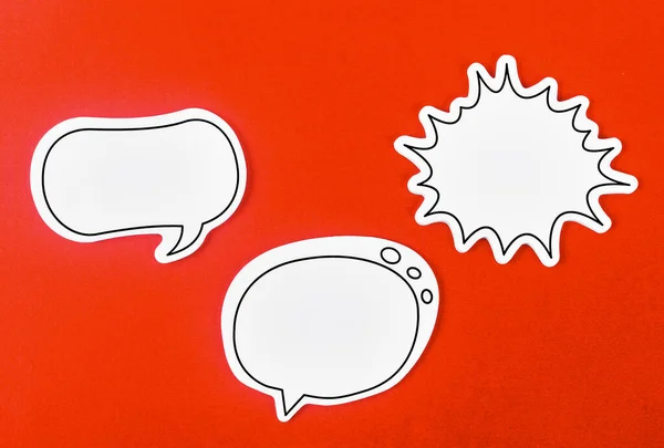 Set of Speech bubble with copy space communication talking speaking concepts on red background.