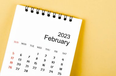 February 2023 Monthly desk calendar for 2023 year.