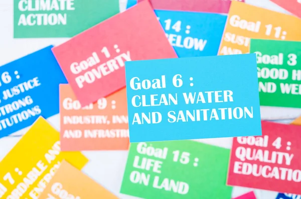 Goal 6 : Clean water and sanitation. The SDGs 17 development goals environment. Environment Development concepts.