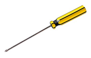 Screwdriver with plastic and rubber handle isolated on white background, Save clipping path.