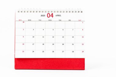 April 2023 Monthly desk calendar for 2023 year isolated on white background.