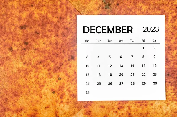 December 2023 Monthly Calendar 2023 Year Red Grunge Background — Fotografia de Stock