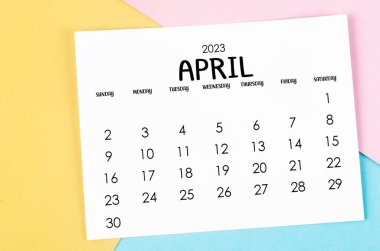 April 2023 Monthly calendar on beautiful background.