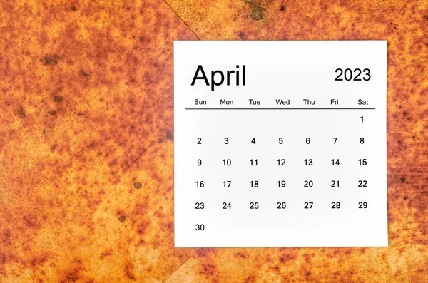 April 2023 Månadskalender För 2023 Röd Grunge Bakgrund — Stockfoto
