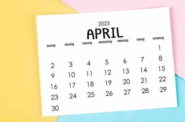 Abril 2023 Calendario Mensual Sobre Hermoso Fondo —  Fotos de Stock