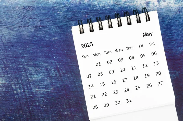 Květen 2023 Měsíční Kalendář Pro 2023 Rok Starém Modrém Dřevěném — Stock fotografie