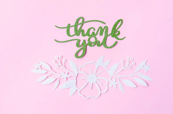 Thank You Text Butterfly Paper Carve Pastel Background — Stock Photo, Image
